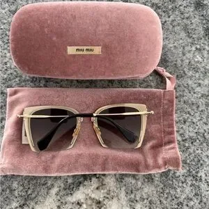Miu Miu Black Square Frame Sunglasses with Velvet Case Miu Miu | Accessories | Miu Miu Black Square Frame  main image 2